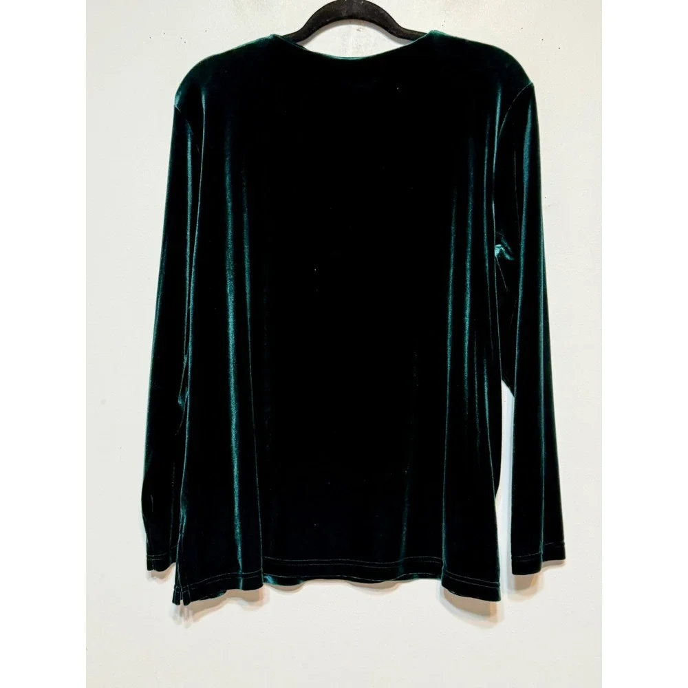 Vtg N Touch Emerald Velvet Goth Glam Top Women's Size M Jewel Tone‎ Holiday Chic - Picture 5 of 6